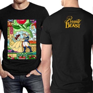 เสื้อยืด พิมพ์ลาย Beauty and The Beast 2 ด้าน สําหรับผู้ชาย และผู้หญิง_01