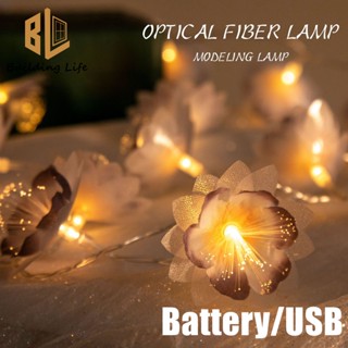 สายไฟเบอร์ออปติก LED 10 20 ดวง สีม่วง ใช้แบตเตอรี่ USB สําหรับตกแต่งต้นคริสต์มาส งานแต่งงาน