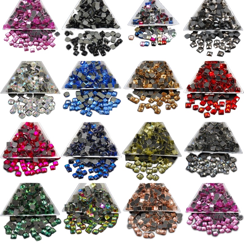 พลอยเทียม คริสตัล ทรงสี่เหลี่ยม 6 มม. หลากสี สําหรับงานฝีมือ เสื้อผ้า 200 ชิ้น ราคา ถูกที่สุด ดีลบีเคเค แกลเลอรีภาพที่ 2