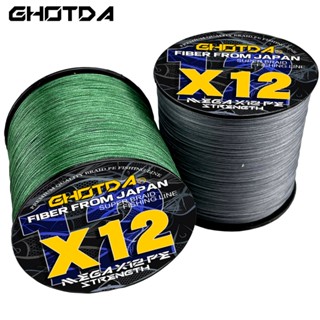 Ghotda X12 สายเอ็นตกปลา PE แบบถัก 300 500 1000 ม. 25-120LB แข็งแรง 0.16-0.55 มม.