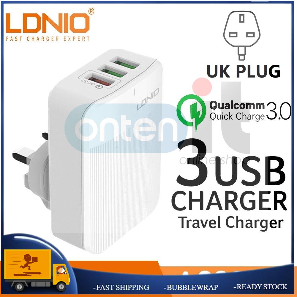 LDNIO A3308Q USB Travel Charger Adapter QC3.0 (สาย Micro รวม)