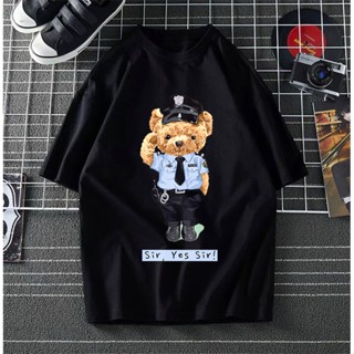 &lt;myBhaju&gt; Police teddy bear costume t-shirt printed polis street wear baggy tops tees short sleeves women men lelak_02