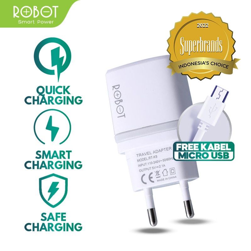 ROBOT RT-K9 5V/2.1A เครื่องชาร์จไมโคร usb