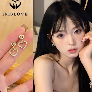 Irislove เกาหลี ทอง ส่องแสง เพทาย คู่ หัวใจ ต่างหูสตั๊ด สําหรับผู้หญิง เด็กผู้หญิง เก๋ กลิตเตอร์ พีช หัวใจ ต่างหู เครื่องประดับหู หรูหรา