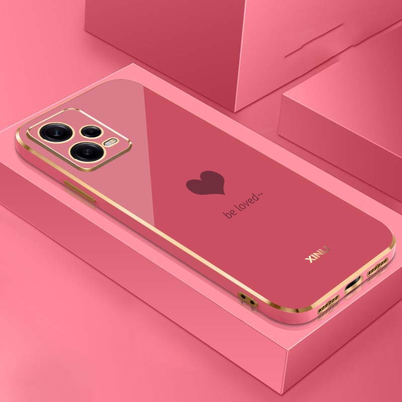 Xiaomi POCO X5 Pro X6 Pro 5G X5Pro หัวใจ มีสไตล์ รัก ยาง เคสโทรศัพท์ มันวาว ไฟฟ้า ชุบ เคส สายคล้อง