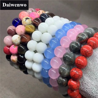 สร้อยข้อมือ ประดับลูกปัดหินแอฟริกา หินหยก เซรามิค สีแดง สีเขียวขุ่น สีชมพู สีฟ้า