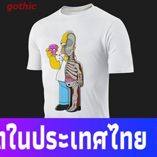 gothic ซิมป์สันเสื้อยืดผู้ชายและผู้หญิง เสื้อยืดแขนสั้นพิมพ์ลายการ์ตูน Simpson Family The Simpsons สําหรับครอบครัว _09