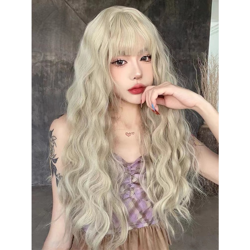 วิกผมยาวหยิก คอสเพลย์ สีขาวครีม สไตล์โลลิต้า สวยงาม สําหรับผู้หญิง ใส่ไปปาร์ตี้