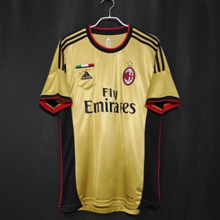 เสื้อกีฬาแขนสั้น ลายทีมชาติฟุตบอล AC Milan Two Away 2013/14 ไซส์ S-XXL AAA สไตล์วินเทจ