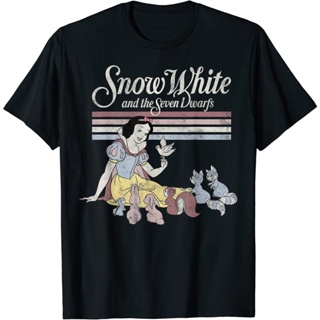 Disney Snow White Critters Vintage Stripe Graphic T-Shirt Casual fashion Korean round collar trend_03