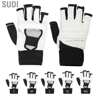 Sudi Half Finger Boxing Gloves PU Leather Fighting Kick Muay Thai Training Workout Kids Men Taekwondo