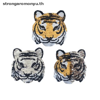 Strongaromonyu แผ่นแพทช์ ปักเลื่อม ลายเสือ พลิกกลับได้ สําหรับติดตกแต่งเสื้อผ้า TH