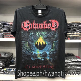 2023เสื้อยืดผ้าฝ้าย Entombed - เสื้อยืด ลาย CLANDESTINE DTG ( M-009 )