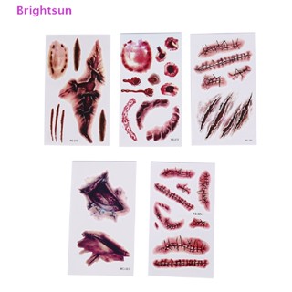 Brightsun ใหม่ รอยสักชั่วคราว ลายฮาโลวีน แผลเป็น เลือด 5 ชิ้น