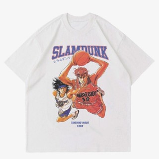 เสื้อยืดโอเวอร์ไซส์เสื้อยืด ลายการ์ตูนอนิเมะ SLAM DUNK | เสื้อยืด ลาย VINTAGE BASKETBALL 90s | เสื้อผ้าสีขาว การ์ต_09