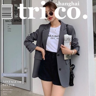 Womens suit jacket 2023 Spring and Autumn New style suit jacket foreign style aging advanced sense loose oversize blazer gray suit black suit light and breathable suit jacket wome