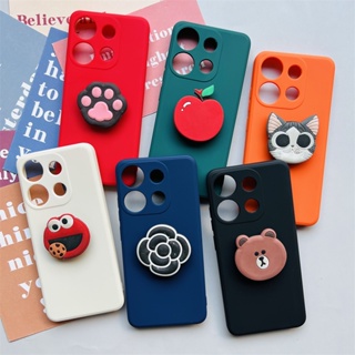 เคส ITEL A60s สีลูกกวาด เคลือบด้าน นิ่ม TPU ซิลิโคน เคสป้องกัน พร้อมขาตั้ง การ์ตูน