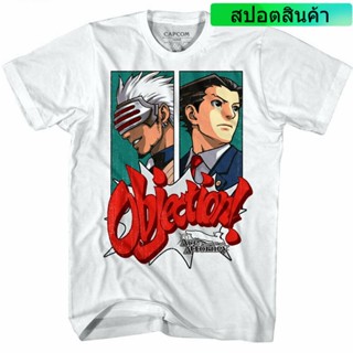 เสื้อยืด พิมพ์ลาย Ace Attorney Objection Phoenix Wright Godot Capcom Game Merch สําหรับผู้ชาย