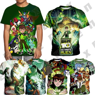 *ENX* เสื้อยืดแขนสั้น พิมพ์ลายการ์ตูนอนิเมะ Ben 10 Alien Force ของขวัญวันหยุด สําหรับเด็กผู้ชาย