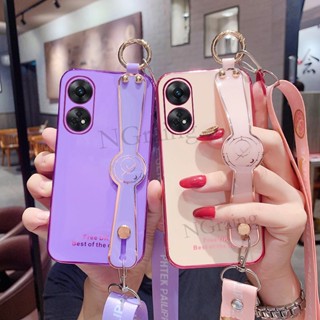 เคสโทรศัพท์มือถือ กันกระแทก พร้อมสายคล้องข้อมือ หรูหรา สําหรับ OPPO Reno 8T 5G Reno8 T 4G Reno8T