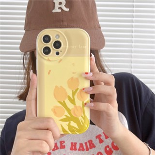 เคสโทรศัพท์มือถือ ซิลิโคนนิ่ม กันกระแทก ลายดอกทิวลิป สําหรับ iphone 11 Promax 14 pro max 11 12 13 6 7 8plus X max