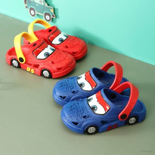 ใหม่ Disney Lightning McQueen รองเท้าแตะลําลอง กันลื่น เหมาะกับเดินชายหาด แฟชั่นฤดูร้อน สําหรับเด็กผู้ชาย อายุ 1-3 ปี