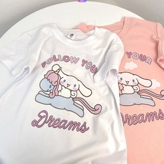 SANRIO เสื้อยืดแขนสั้น ผ้าฝ้าย พิมพ์ลายการ์ตูนยูนิคอร์น ชินนาม่อนโรล แฟชั่นฤดูร้อน สไตล์ญี่ปุ่น สําหรับเด็กผู้หญิง [RAIN]