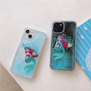 เคสโทรศัพท์มือถือ มีทรายไหล ลายการ์ตูนดิสนีย์ นางเงือกน่ารัก สําหรับ Iphone 14 13 12 11 Pro MAX XS XR 6 7 8 Plus