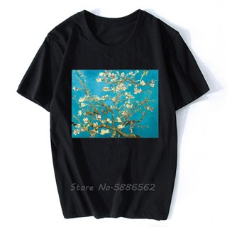 [S-5XL] เสื้อยืดแขนสั้นลําลอง พิมพ์ลาย Vincent Van Gogh Almond Tree In Blossom Artist สีขาว สําหรับผู้ชาย