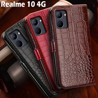 เคสโทรศัพท์มือถือหนัง PU ฝาพับ พร้อมช่องใส่บัตร ขาตั้งวาง สําหรับ Realme 10 4G 2022 Realme10 4G 6.4 นิ้ว Realme 10