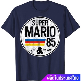 แขนสั้นcrew neckนินเทนโด ซูเปอร์มาริโอ เกมส์ญี่ปุ่น การ์ตูน  Nintendo Super Mario Here We Go 85 Retro Vintage T-Sh_12