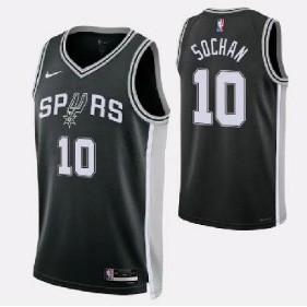 hot pressed 2023 nba San Antonio Spurs No. 10 Sochan black basketball jersey