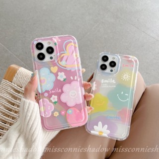 เคสโทรศัพท์มือถือ TPU นิ่ม กันกระแทก ปิดด้านหลัง ลายดอกไม้ ก้อนเมฆ หัวใจ หน้ายิ้มน่ารัก สไตล์เกาหลี สําหรับ iPhone 11 14 13 12 Pro MAX 7 8 6 6S Plus XR X XS MAX