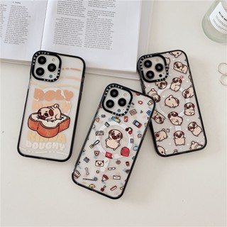 【Roly Poly Puppy travel】CASETIFY เคสโทรศัพท์มือถืออะคริลิคใส ลายตัวอักษร สีดํา สําหรับ iPhone 14 Pro MAX 11 12 13 Pro MAX 14 Plus