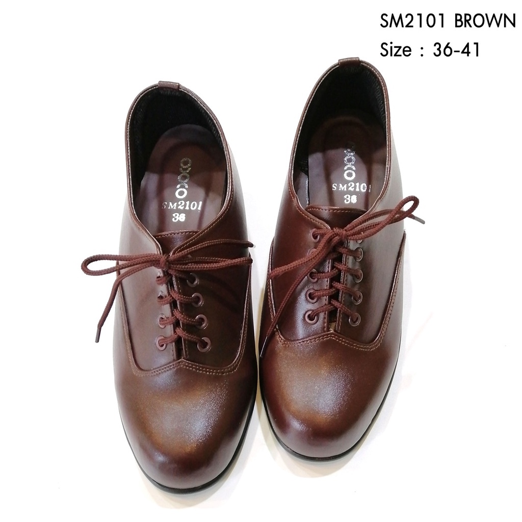 OXXO รองเท้าผู้กำกับลูกเสือ ลูกเสือครู หญิง คัชชูสีน้ำตาล Size 35-47 ส้นสูง1.5นิ้ว SM2101 SB301
