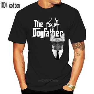 Black The Dogfather French Bulldog T-Shirt Frenchie Dog Tee 100% Cotton Loose Size Top Tee Shirt_04