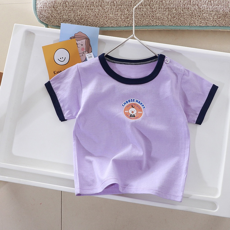 เสื้อยืดคอกลม แขนสั้น ผ้าฝ้าย ระบายอากาศ ทรงหลวม พิมพ์ลายการ์ตูน สําหรับเด็กผู้ชาย และเด็กผู้หญิง ขนาด 90-140 เซนติเมตร