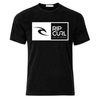 เสื้อยืด ผ้าฝ้าย พิมพ์ลายโลโก้ RIP CURL Big Logo Baju Hitam Putih สําหรับผู้ชาย