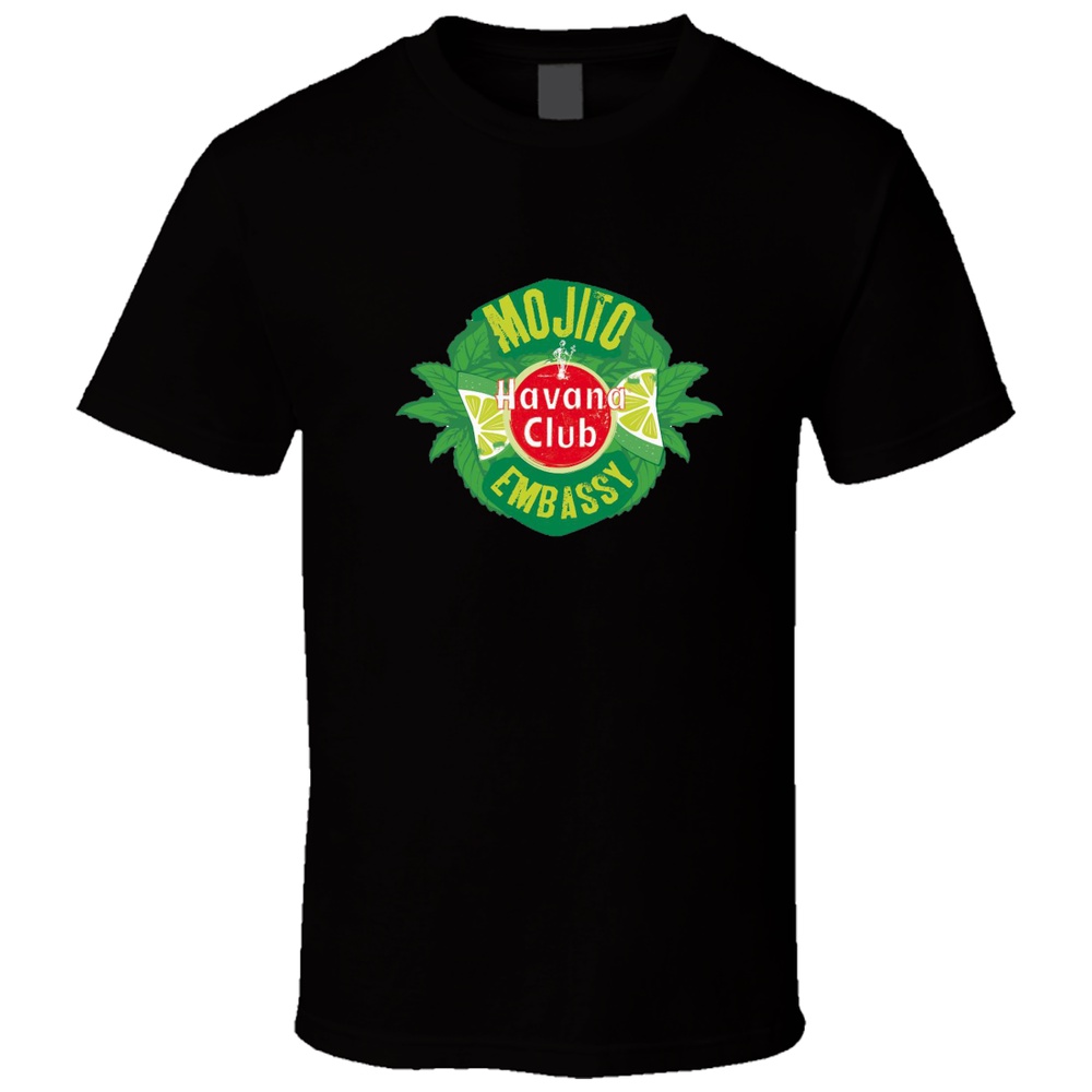 เสื้อยืดผ้าฝ้าย Havana Club 2 สีดํา O-คอ TOP TEE