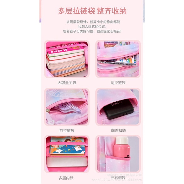 กระเป๋าเป้สะพายหลัง กระเป๋านักเรียน ขนาดใหญ่ จุของได้เยอะ เกรด 1-6 สําหรับเด็กประถม - รูปที่ 6