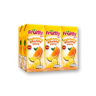 OrangePineapple 6กล่องน้ำผักและน้ำผลไม้Fruitly 200มล.x น้ำส้มผสมน้ำสับปะรดรวมฟรุตลี่ฟรุตลี่1 PineappleOrangeJuice200ml