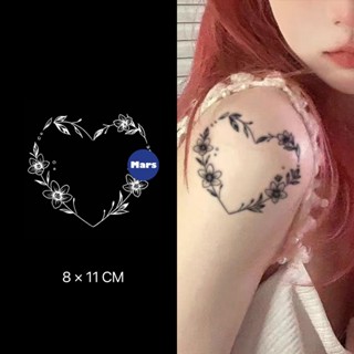 【Mars Tattoo】ใหม่ สติกเกอร์รอยสักชั่วคราว ลายดอกไม้ หัวใจ ติดทนนาน 2 สัปดาห์ X078