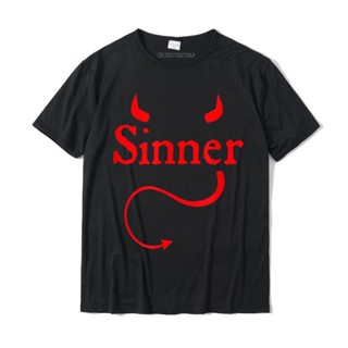 เสื้อยืด พิมพ์ลาย Sinner Devil Horns Tail Rock Atheist Sin Lover สําหรับผู้ชาย_03