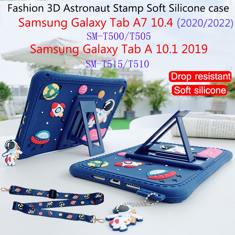 สําหรับ Samsung Galaxy Tab A7 10.4 SM-T500/T505 แฟชั่น 3D นักบินอวกาศแสตมป์ซิลิโคนอ่อนนุ่มรองรับ Dro