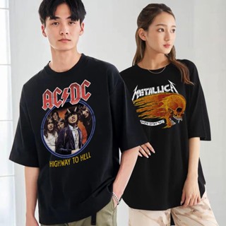 Bootleg Black tees metal band Rock T shirt Unisex Casual oversized Tops_05