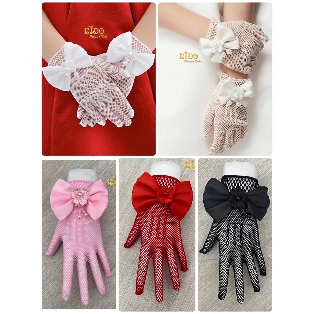 ssถุงมือเด็ก(มีหน้าร้านอยู่รัชดา)glove kids สีขาว สีครีม สีชมพู สีแดง สีดำ น่ารั