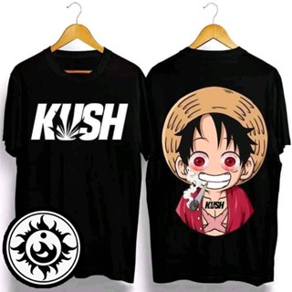 ○♦KUSH - One Piece Luffy เสื้อยืดคอตตอนวินเทจ