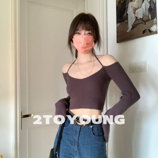 2TOYOUNG  เสื้อครอป เสื้อผู้หญิงแฟชั่น sexy crop สไตล์เกาหลี Stylish Korean Style ทันสมัย A21K0AO 36Z230909