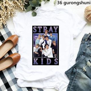 Kpop T Shirt Femme Rainbow Stray Kids Letter Print Tshirt WomenS Clothing   Music Lover Korean Style T-Shirt Femal_09