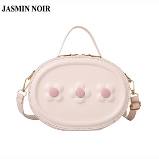 Jasmin NOIR กระเป๋าสะพายไหล่ สะพายข้าง ทรงกลม หนัง PU พิมพ์ลายดอกไม้ สําหรับผู้หญิง